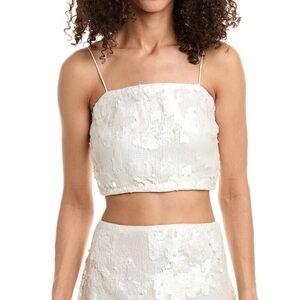 NWT Walter Baker White Sequin Crop Top